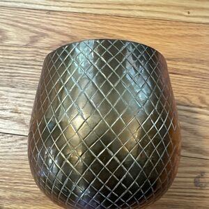 Pineapple Brass Trinket Elegant Brown Diamond-Patterned Vase